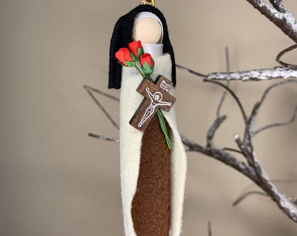 St. Therese of the Child Jesus Wooden Doll Ornament
