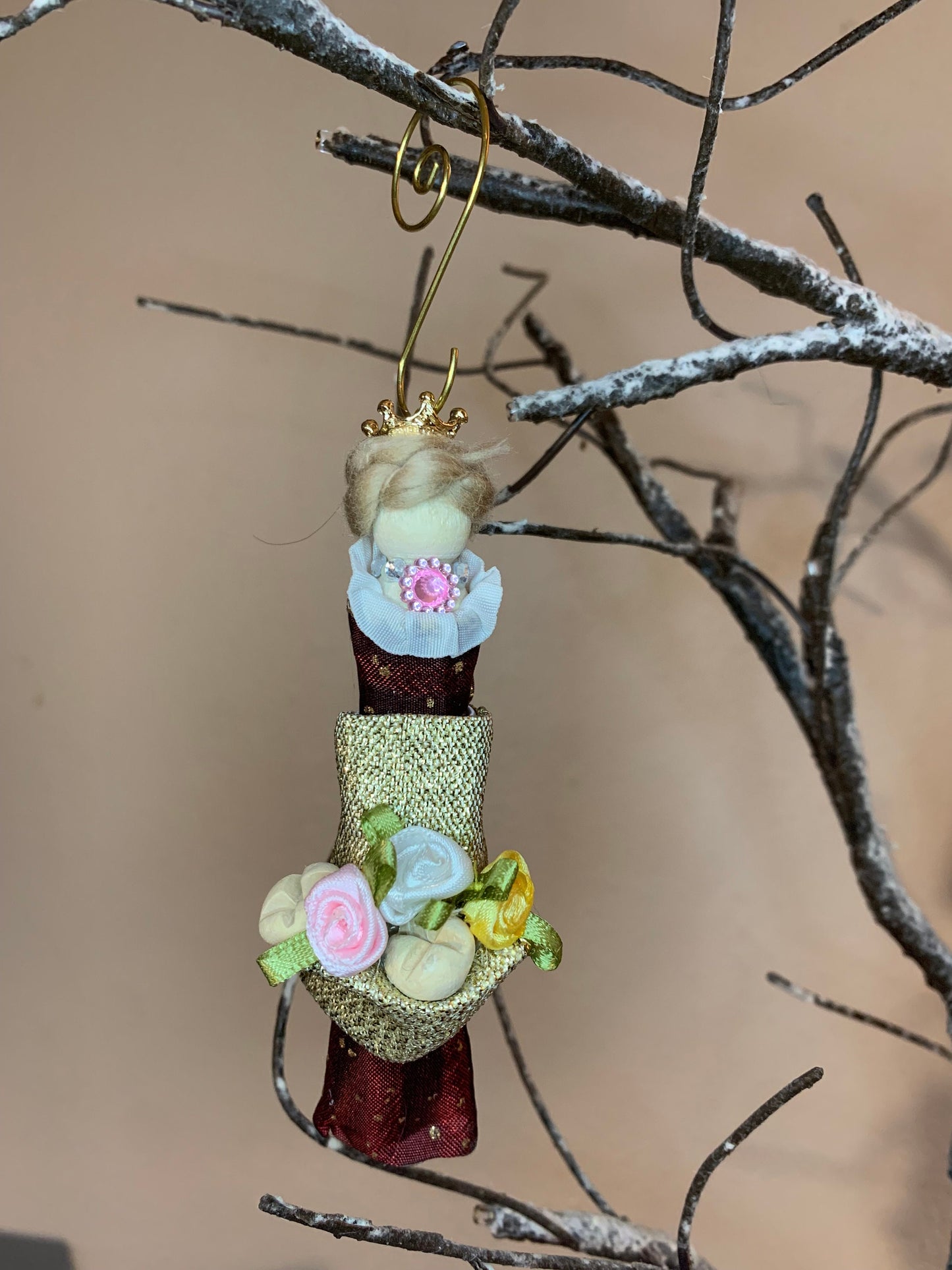 St. Isabel of Portugal Wooden Doll Ornament