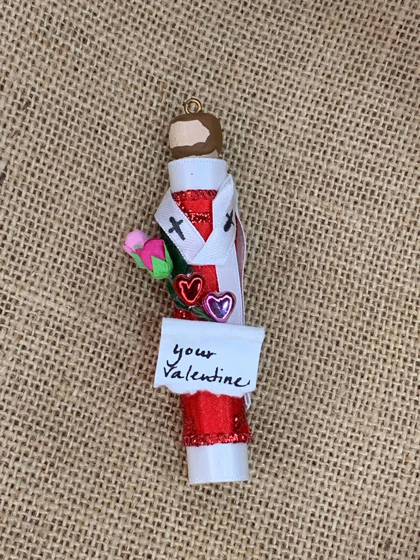 St. Valentine Wooden Doll Ornament