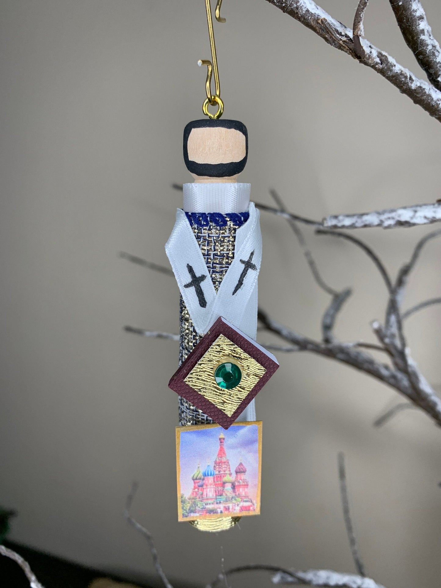 St. Basil the Great Wooden Doll Ornament