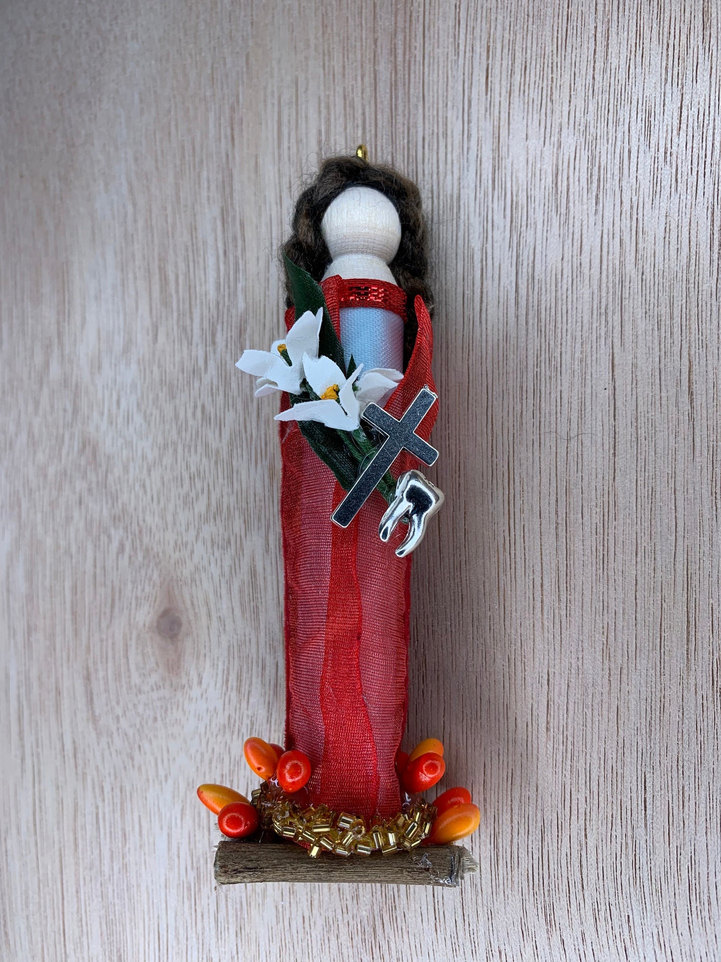 St. Apollonia Wooden Doll Ornament