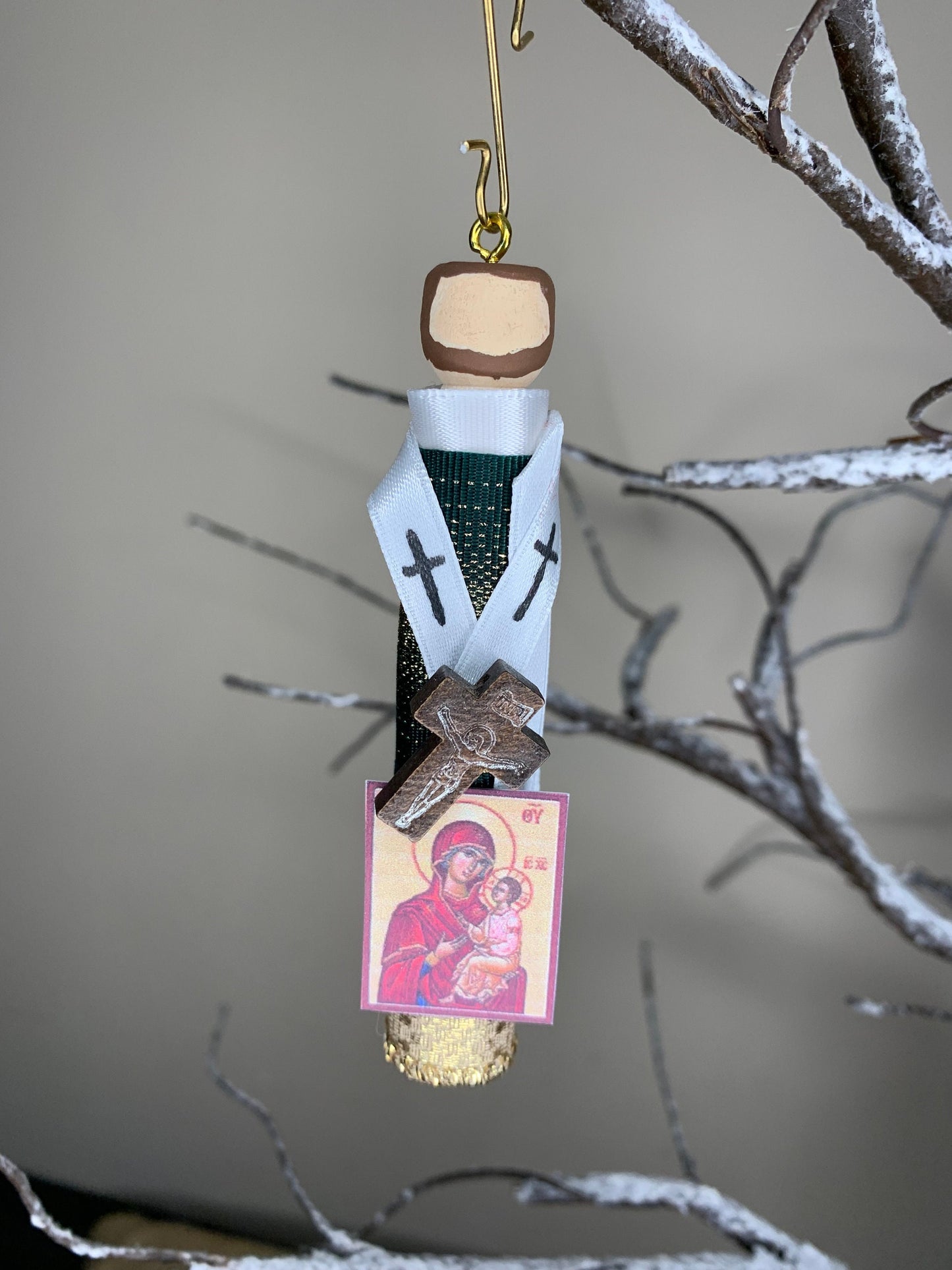 St. George the Younger Wooden Doll Ornament