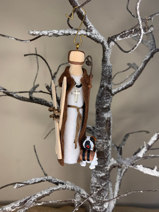 St. Bernard of Montjoux (Menthon) Wooden Doll Ornament