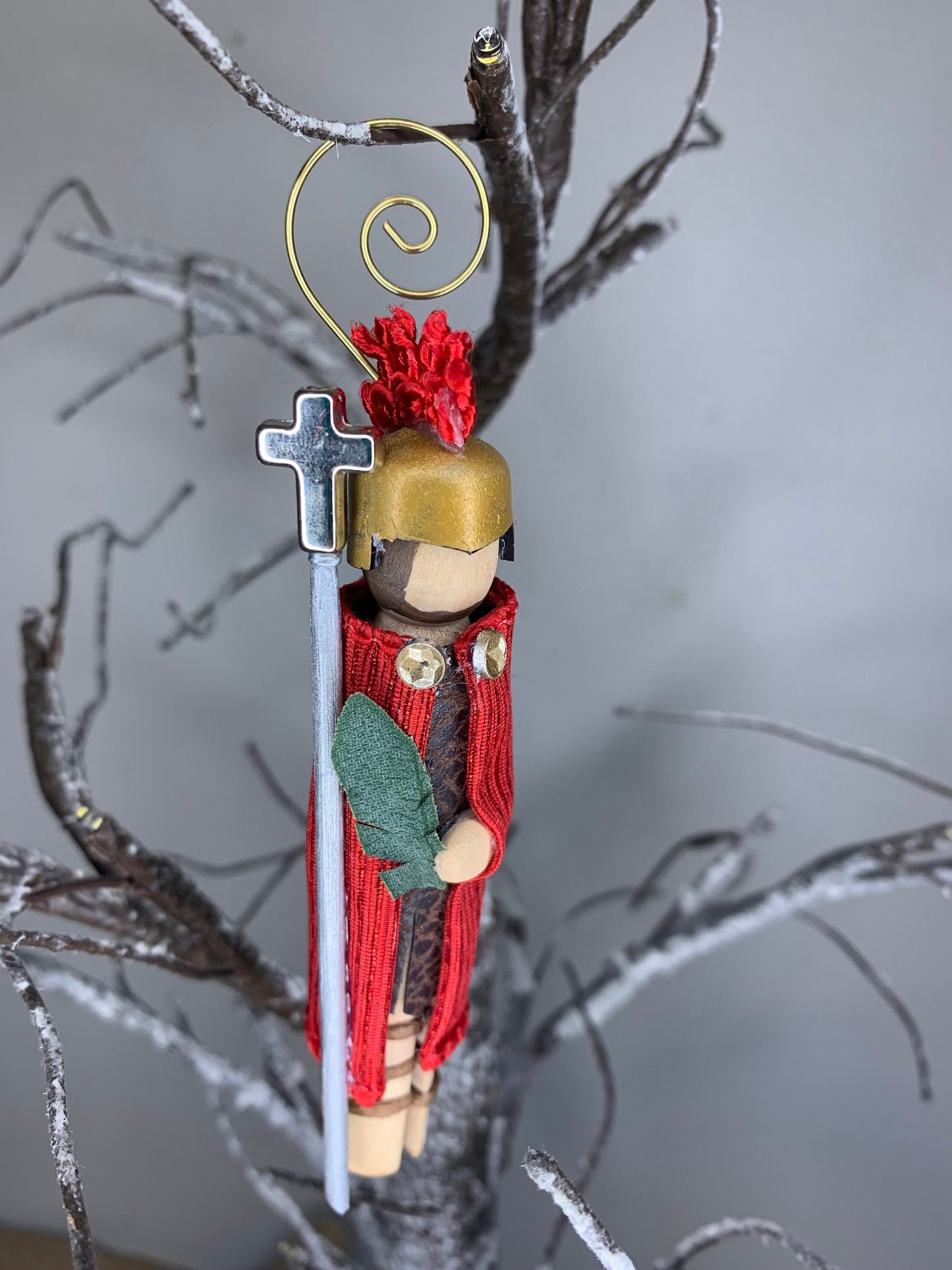 St. Adrian of Nicomedia Wooden Doll Ornament