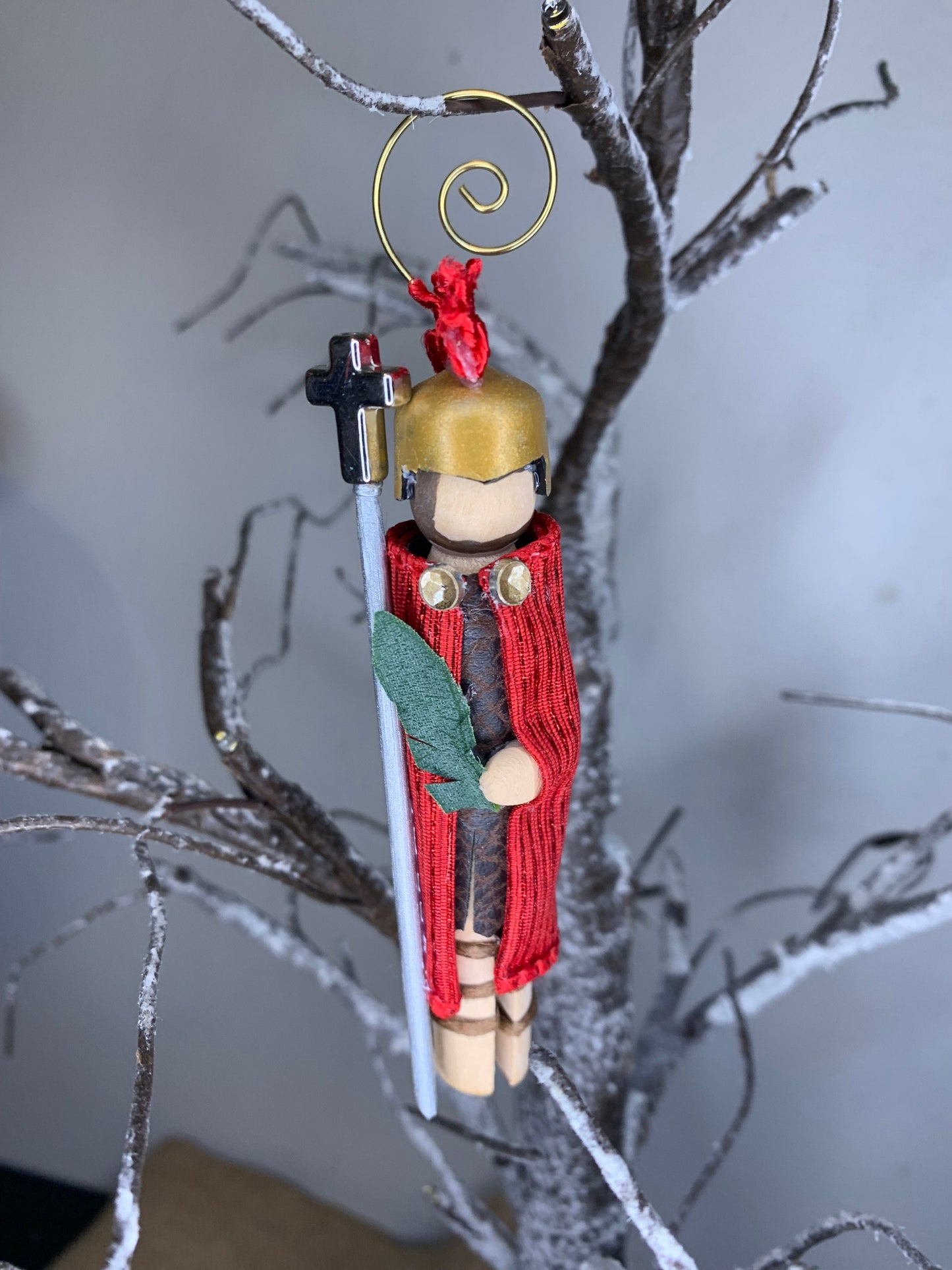 St. Adrian of Nicomedia Wooden Doll Ornament