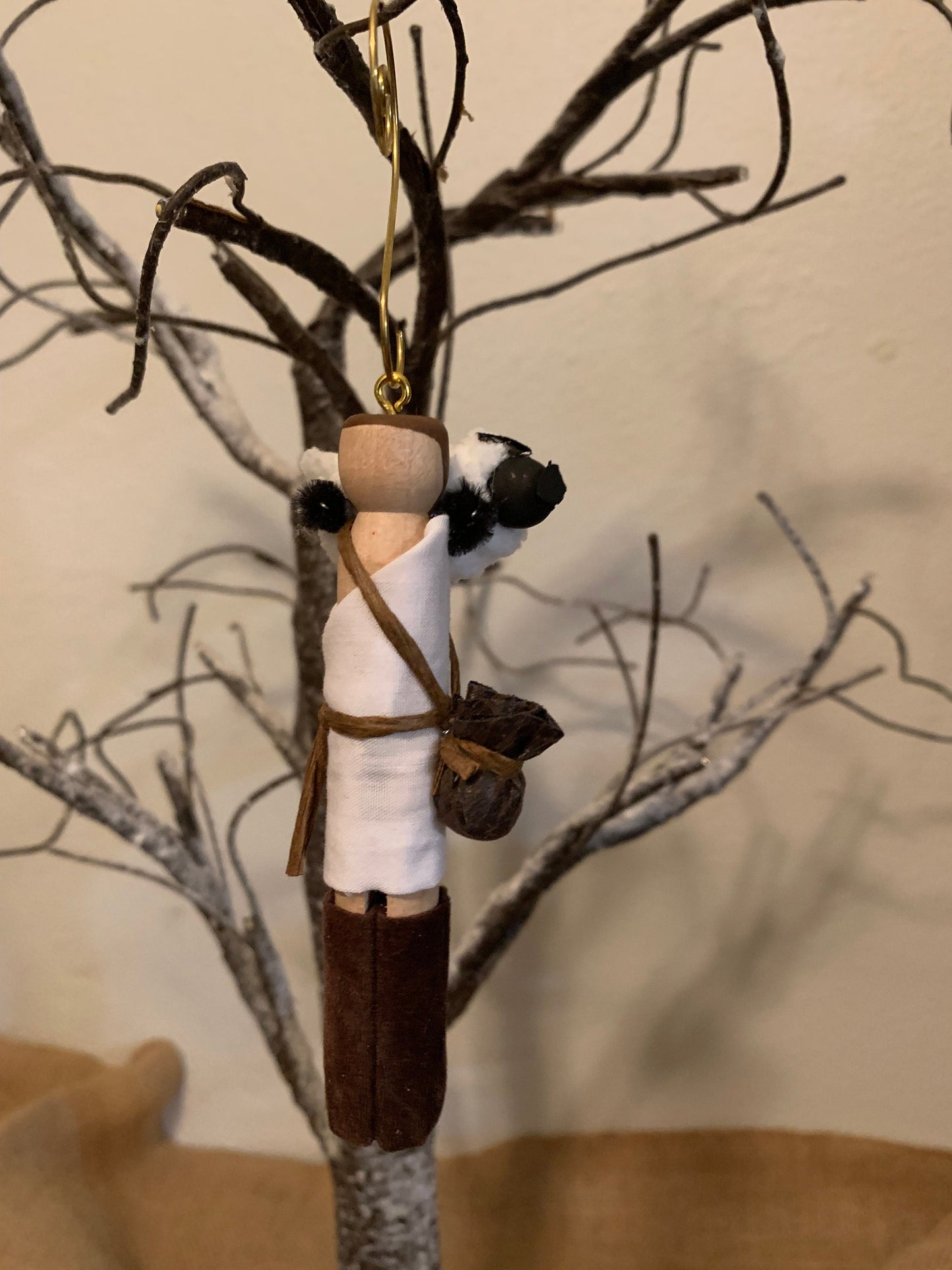 Jesus, The Good Shepherd Wooden Doll Ornament