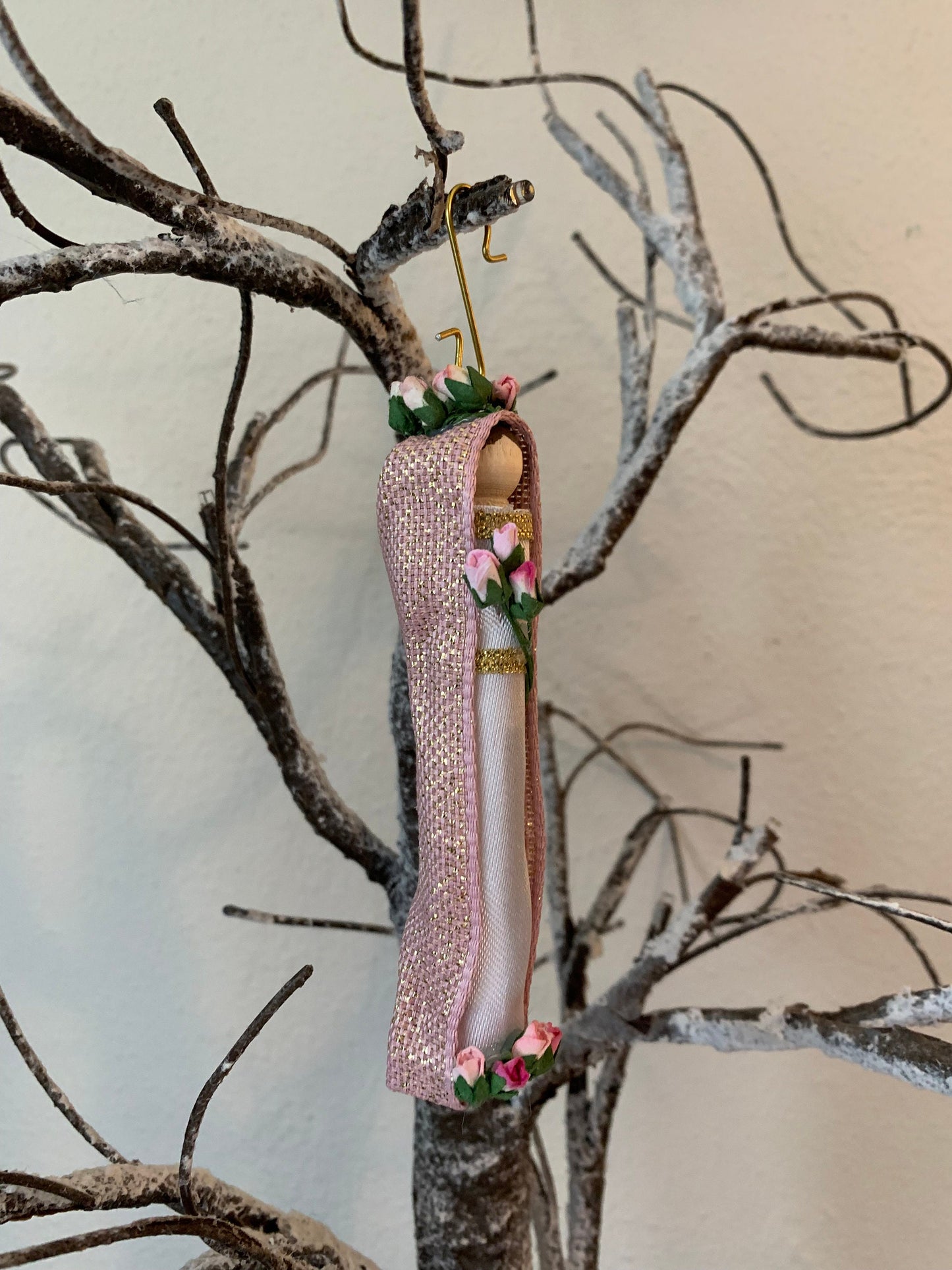 Our Lady of the Rose Wooden Doll Ornament