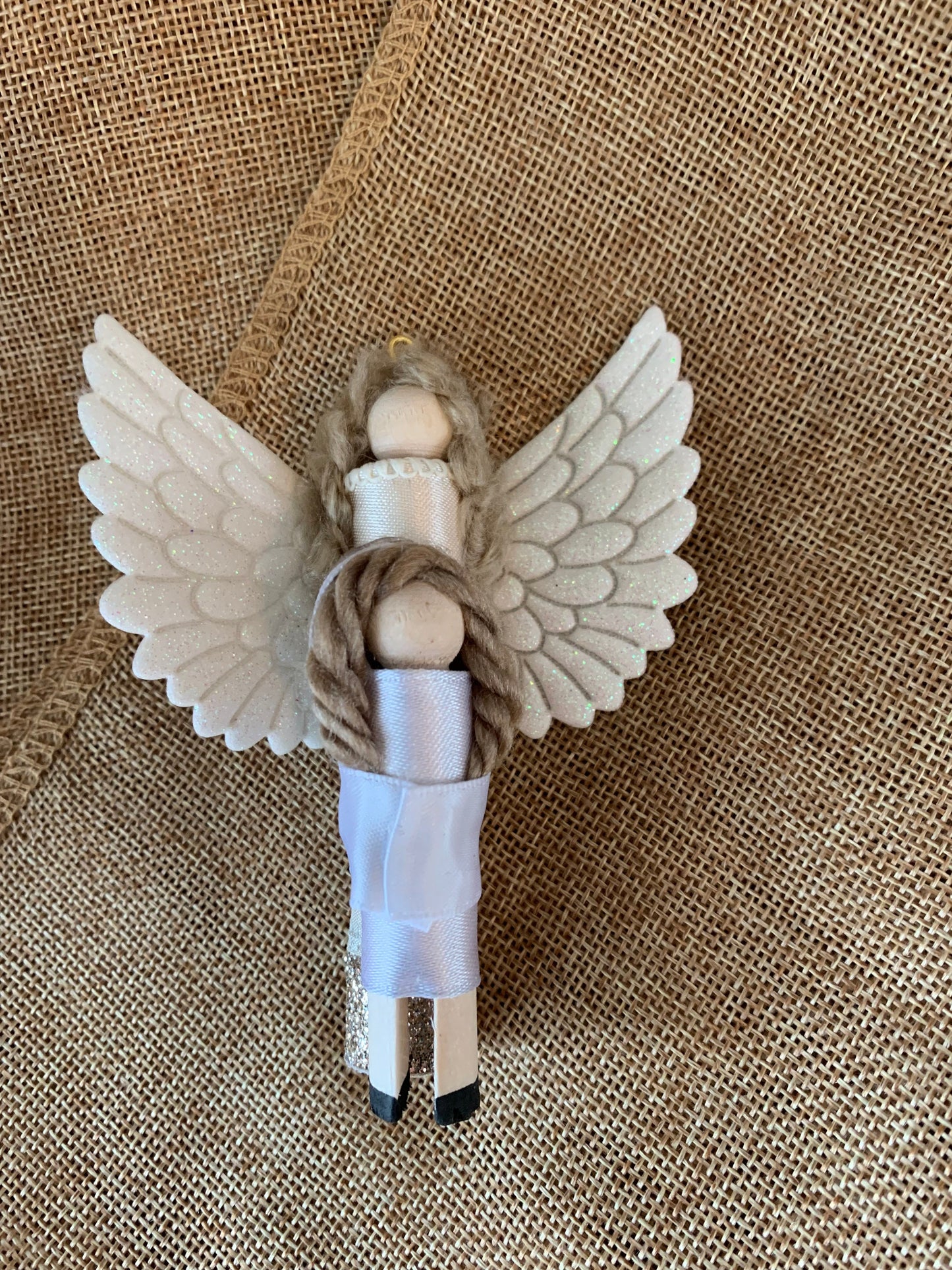 Guardian Angel (Girl Child) Wooden Doll Ornament