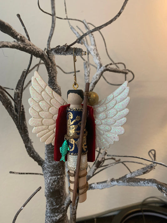 St. Raphael the Archangel Wooden Doll Ornament