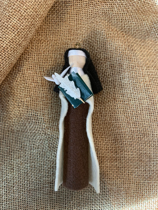 St. Teresa of Avila Wooden Doll Ornament