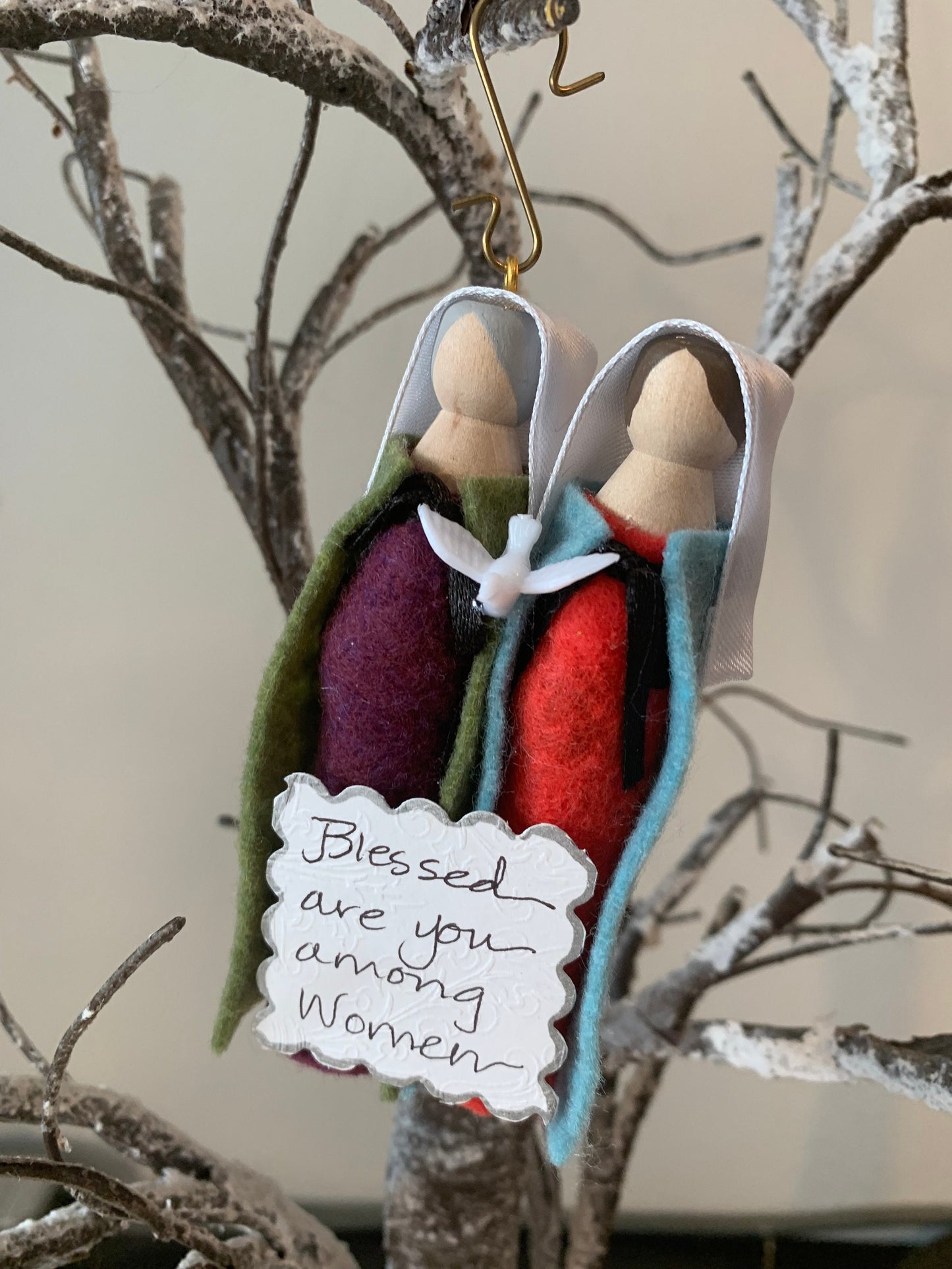 The Visitation (St. Elizabeth) Wooden Doll Ornament