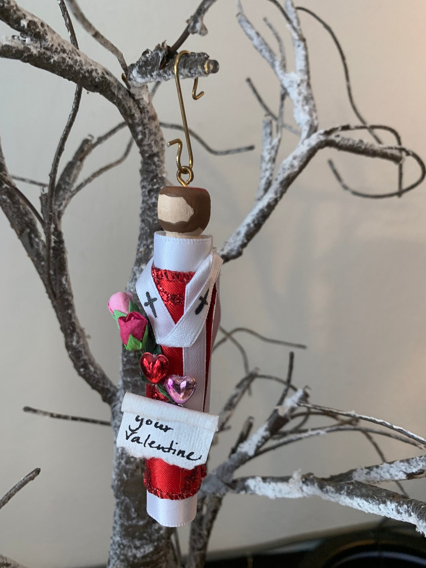 St. Valentine Wooden Doll Ornament