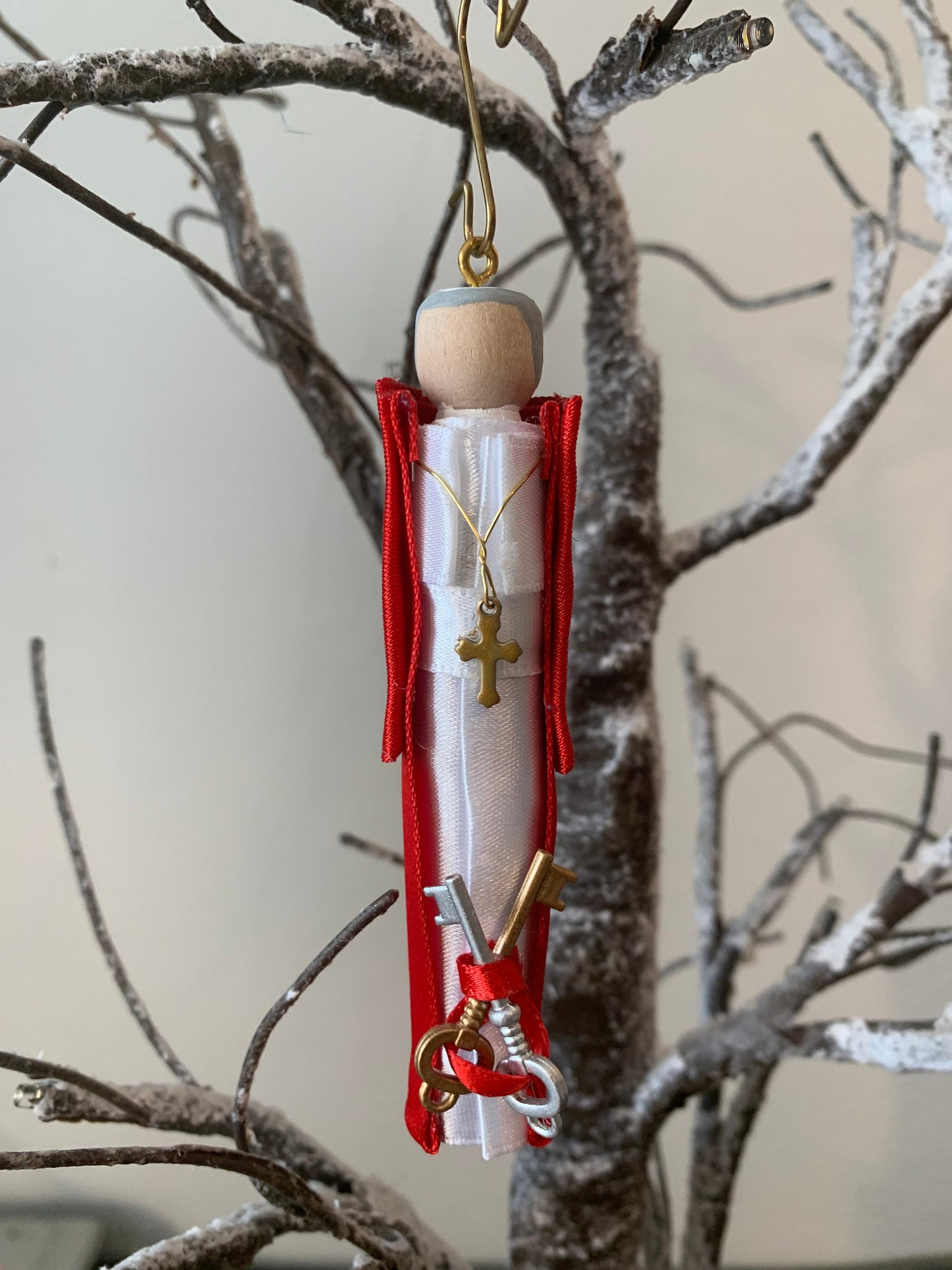 Pope St. Pius X Wooden Doll Ornament