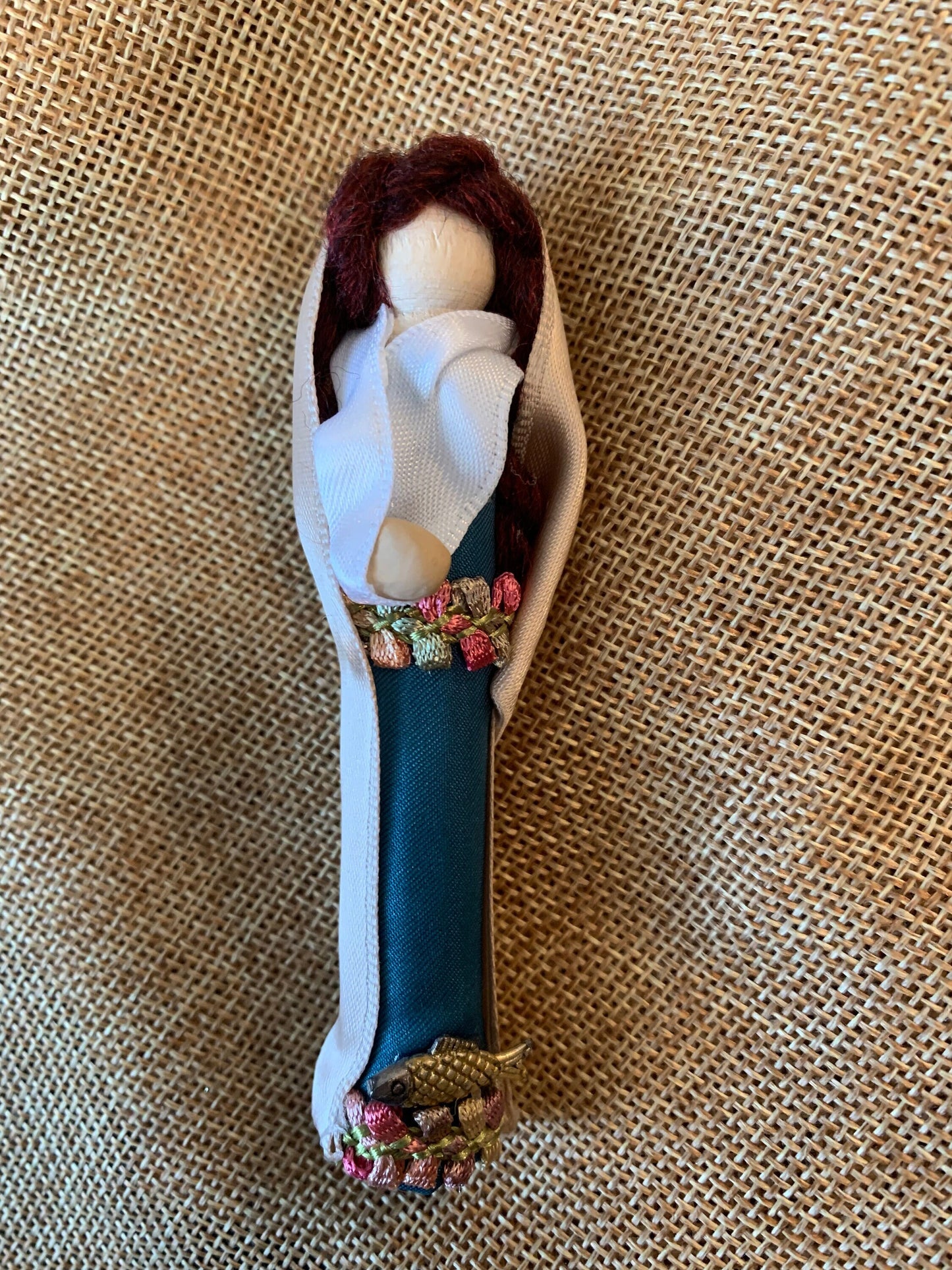 St. Amelia Wooden Doll Ornament