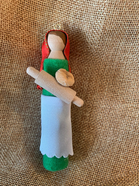 St. Martha Wooden Doll Ornament