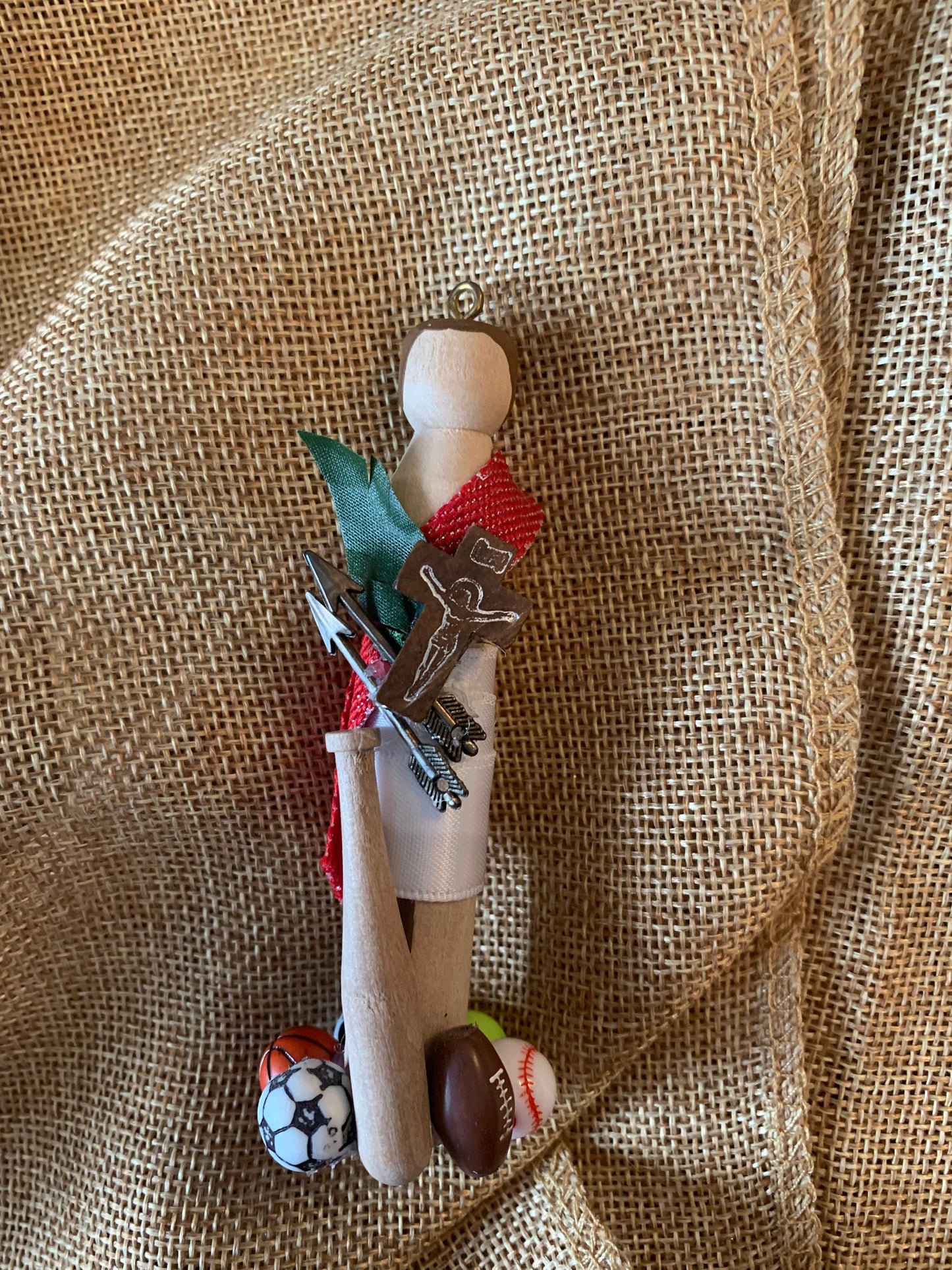 St. Sebastian Wooden Doll Ornament