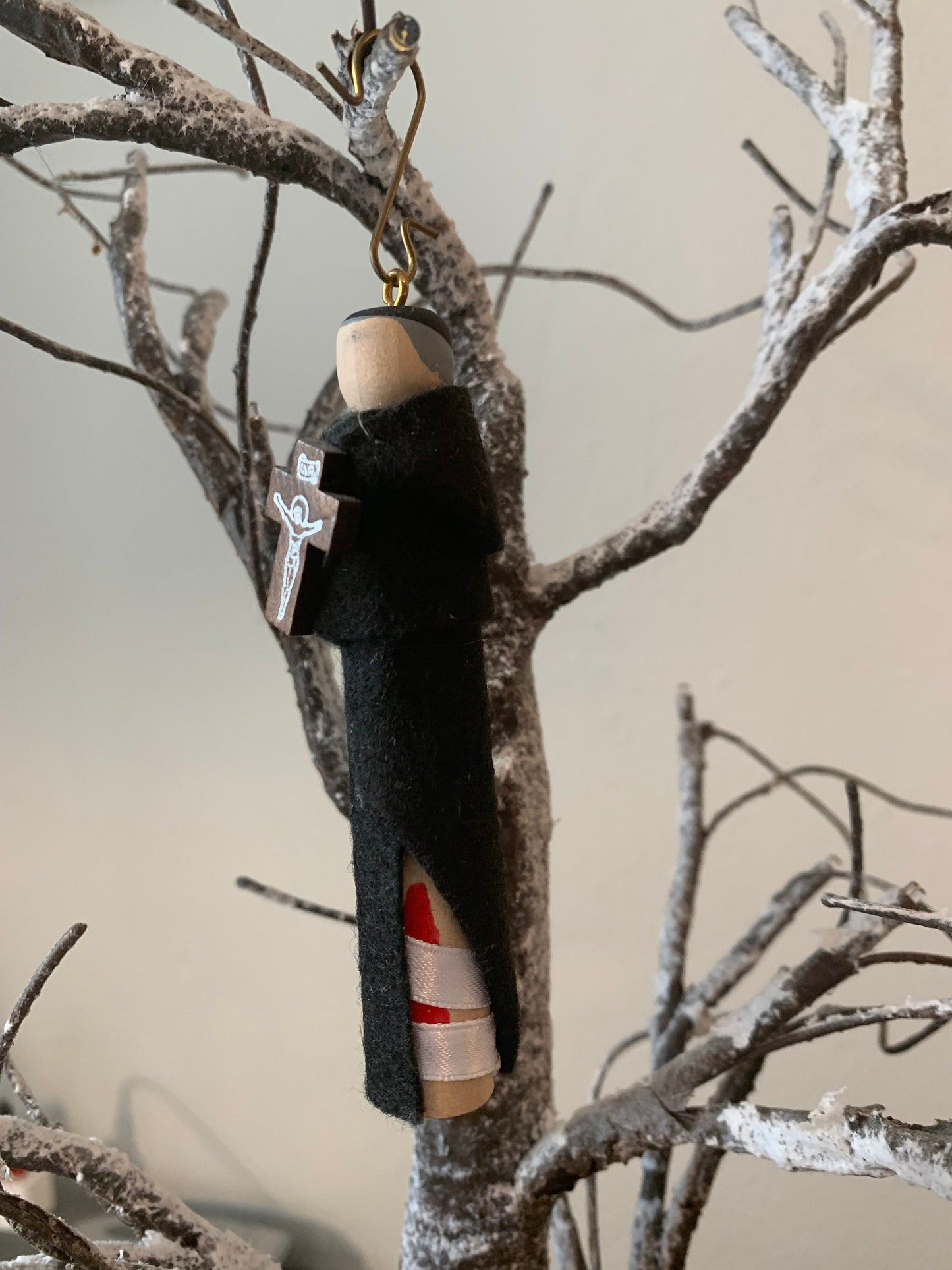 St. Peregrine Wooden Doll Ornament