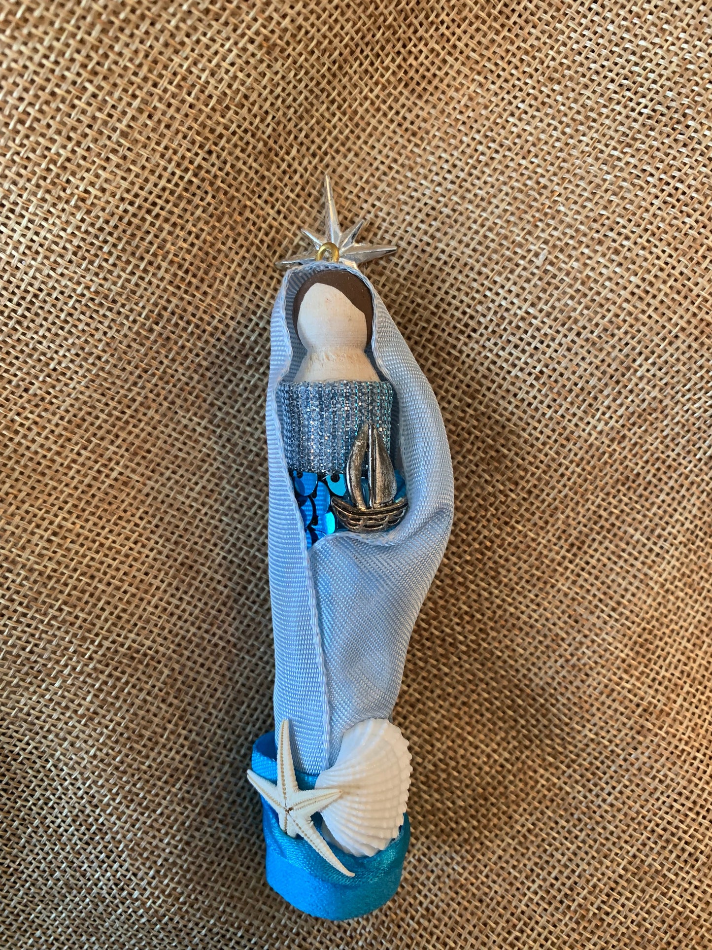 Our Lady Star of the Sea (Stella Maris) Wooden Doll Ornament