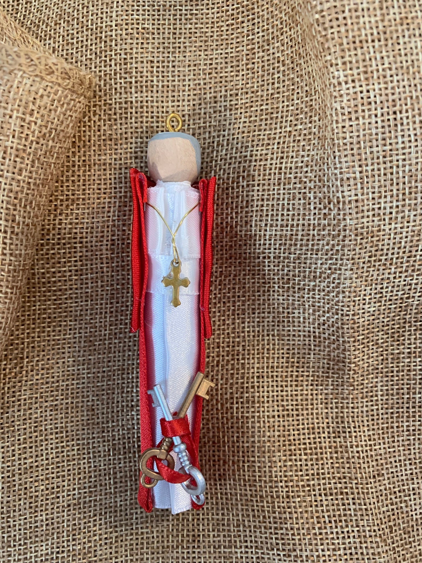 Pope St. Pius X Wooden Doll Ornament