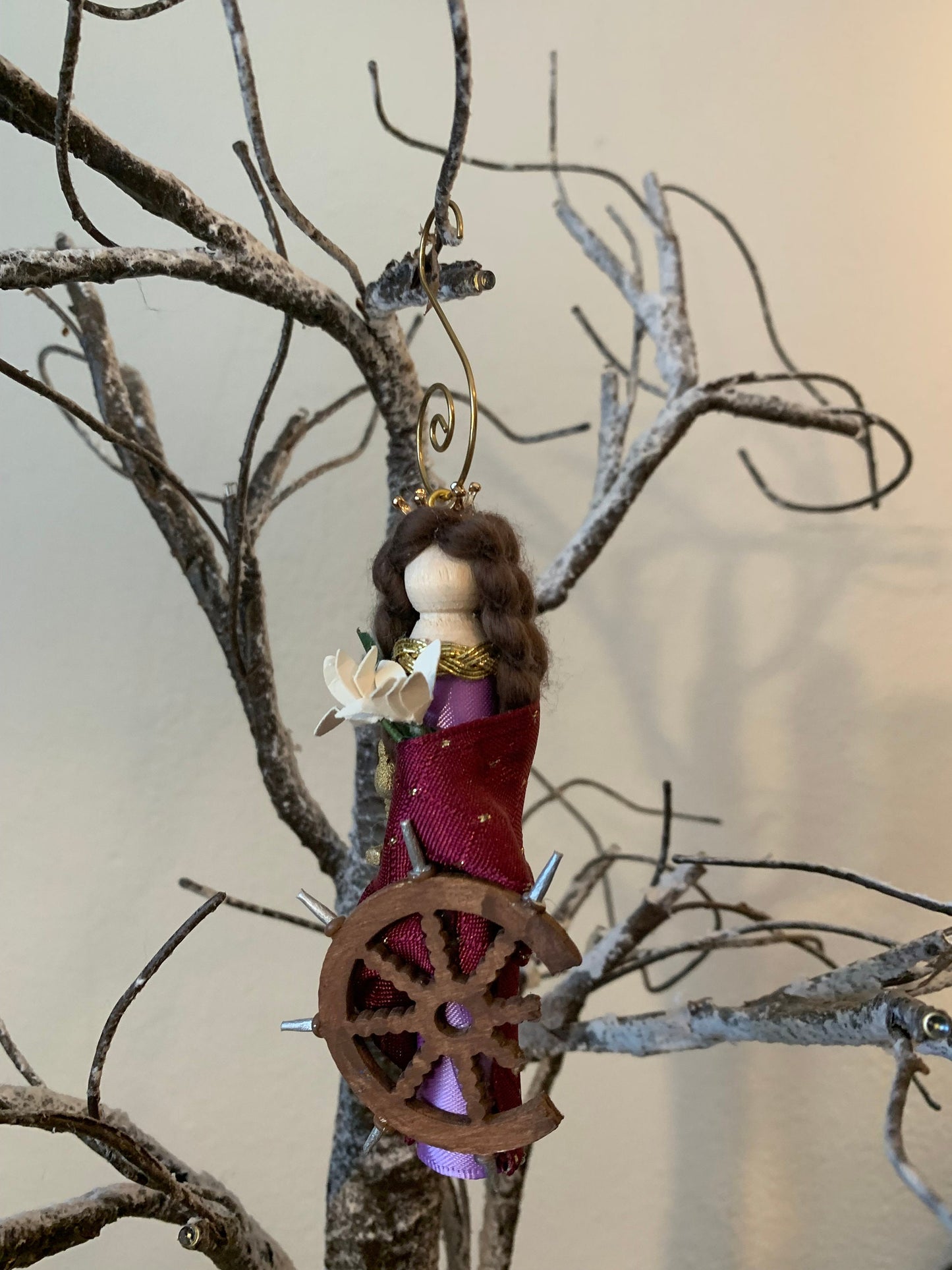 St. Catherine of Alexandria Wooden Doll Ornament