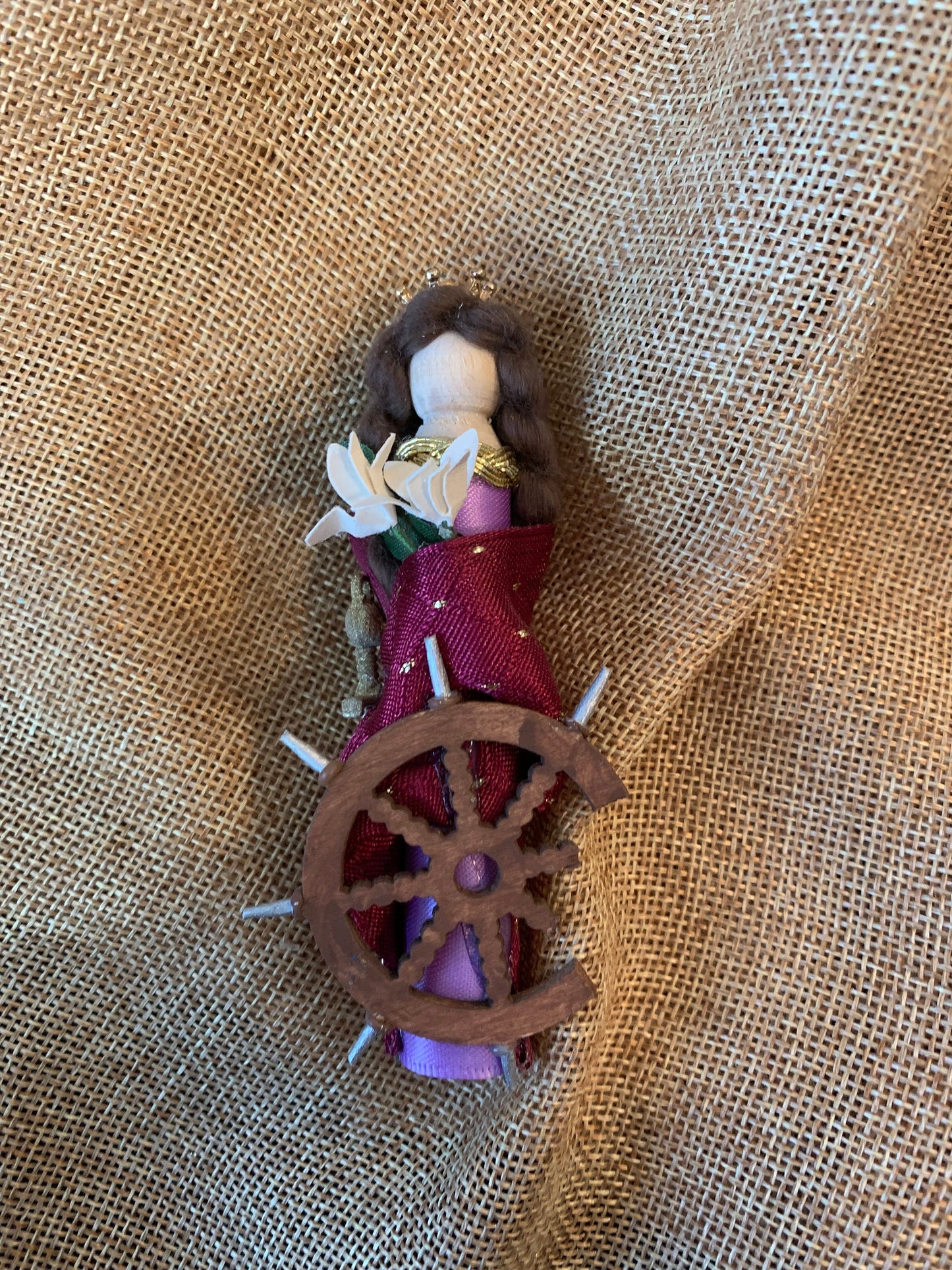 St. Catherine of Alexandria Wooden Doll Ornament