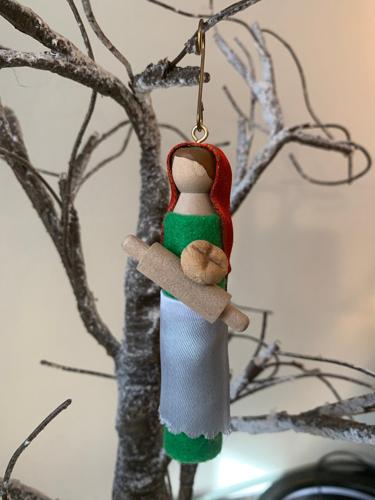 St. Martha Wooden Doll Ornament