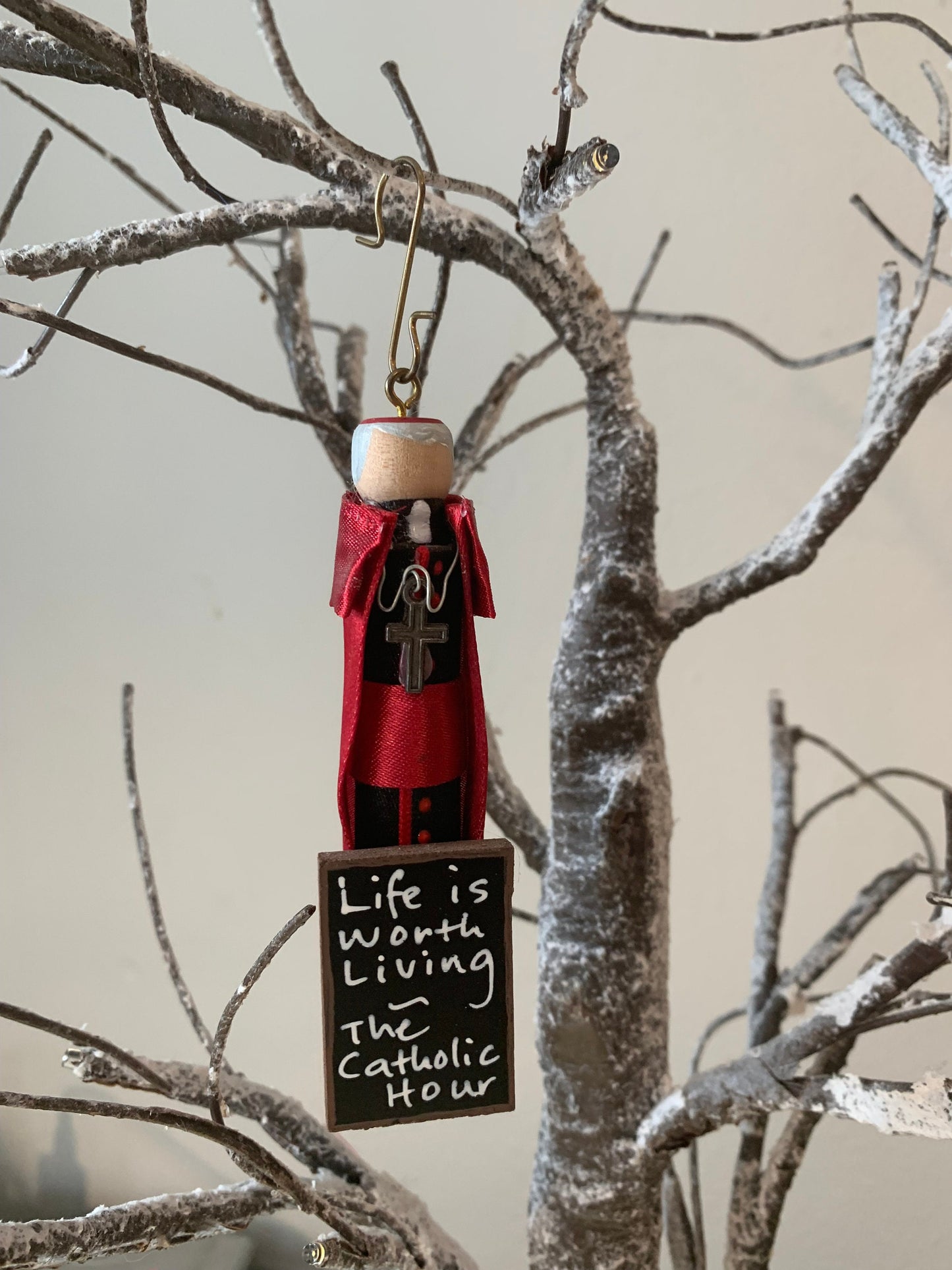 Venerable Fulton Sheen Wooden Doll Ornament