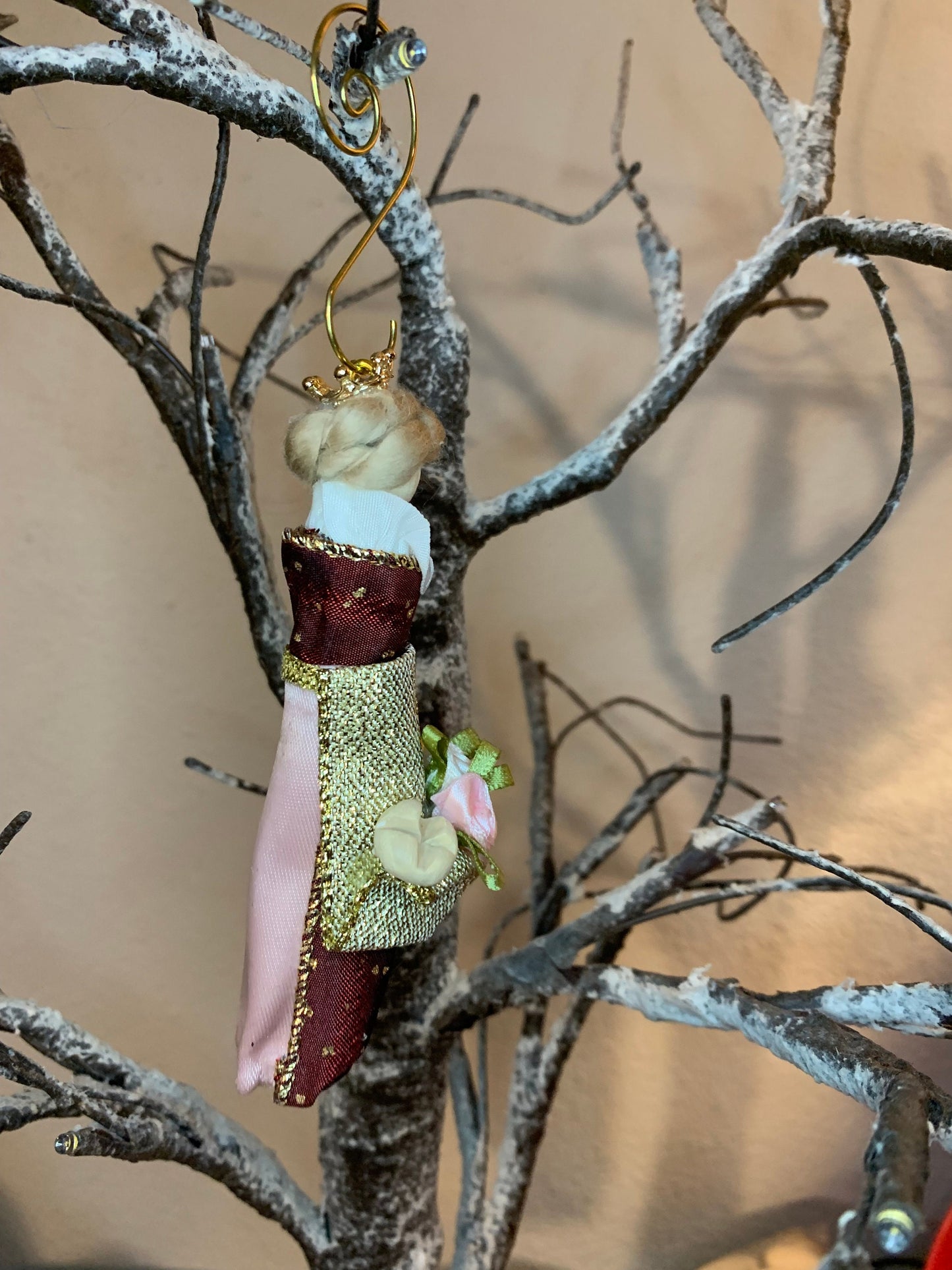 St. Isabel of Portugal Wooden Doll Ornament