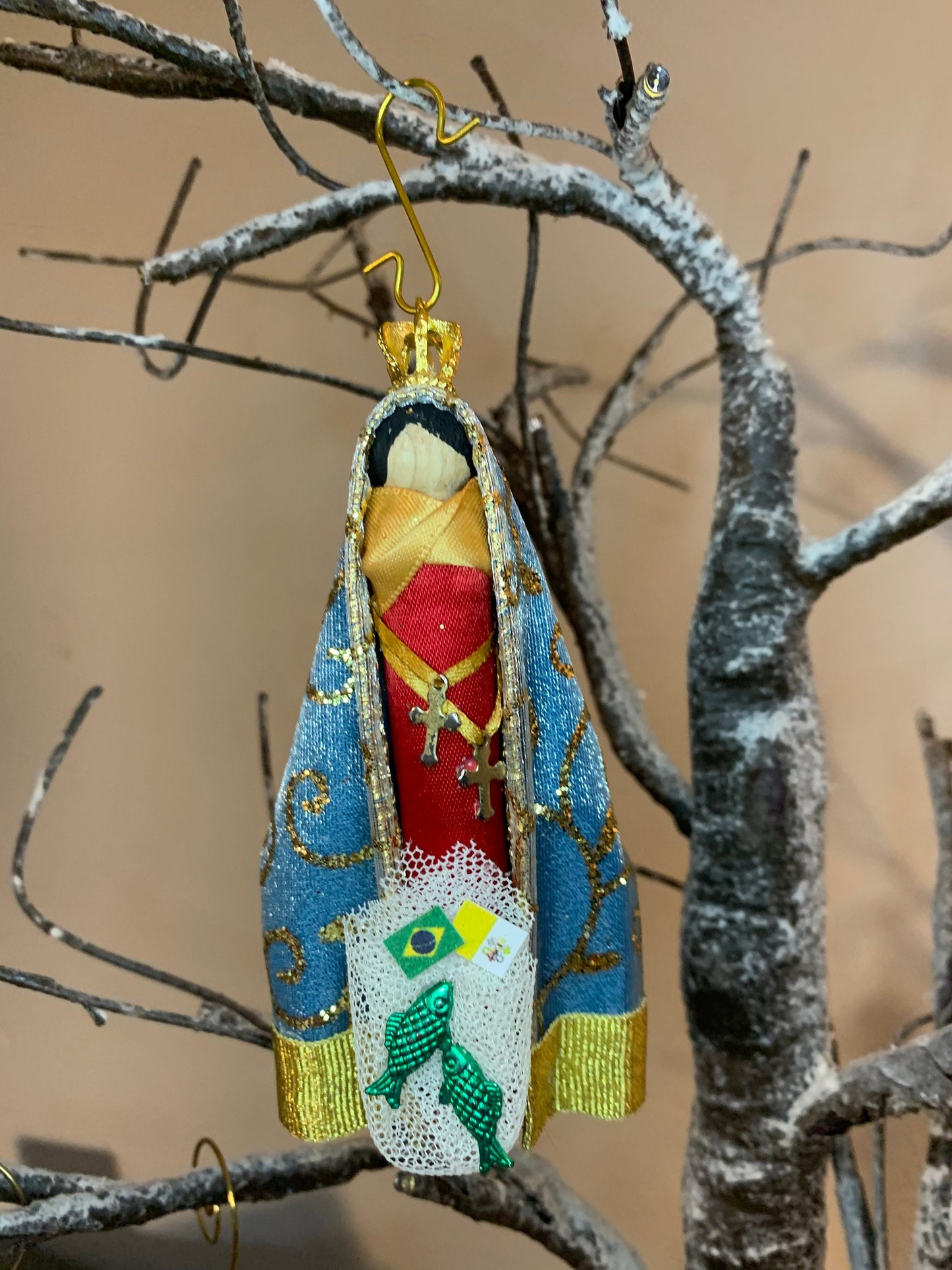 Our Lady of Aparecida Wooden Doll Ornament