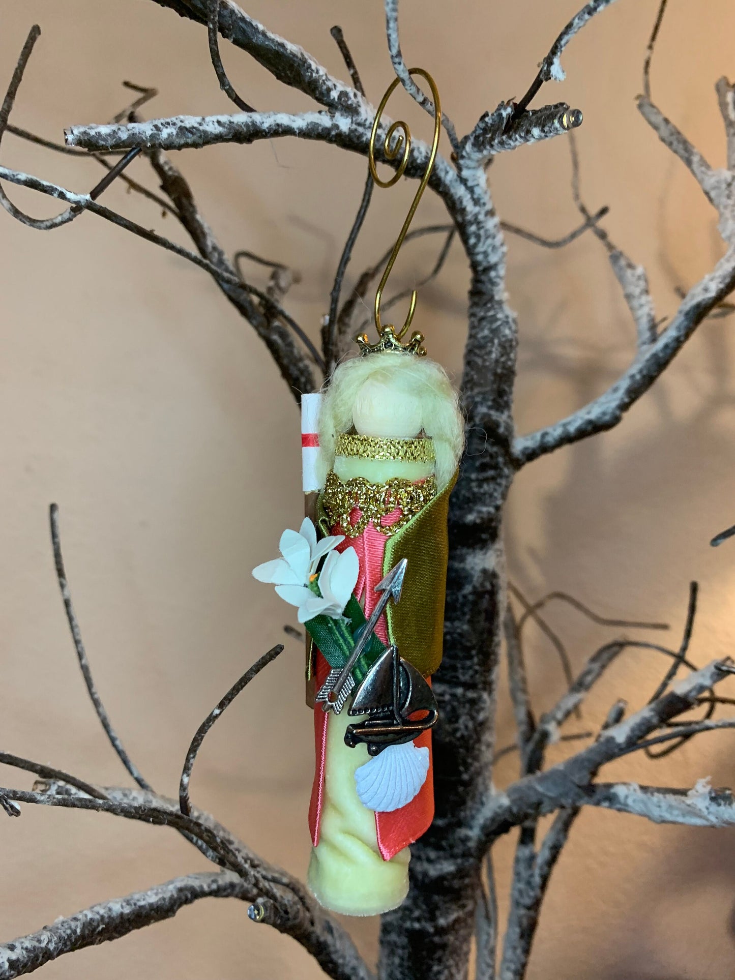 St. Ursula Wooden Doll Ornament