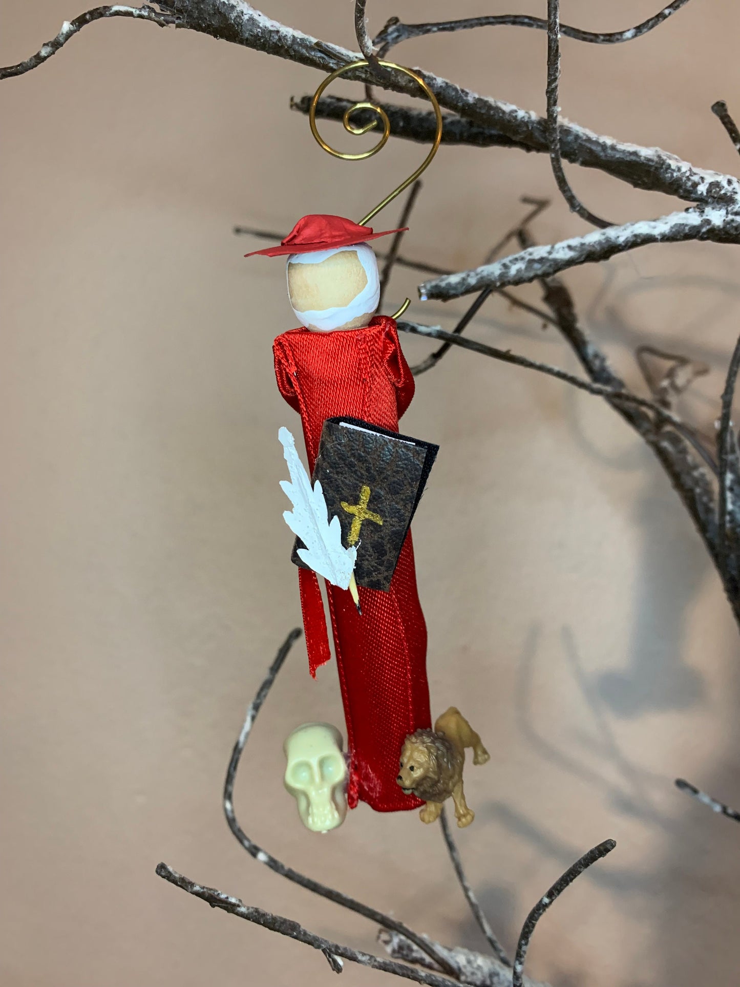 St. Jerome Wooden Doll Ornament