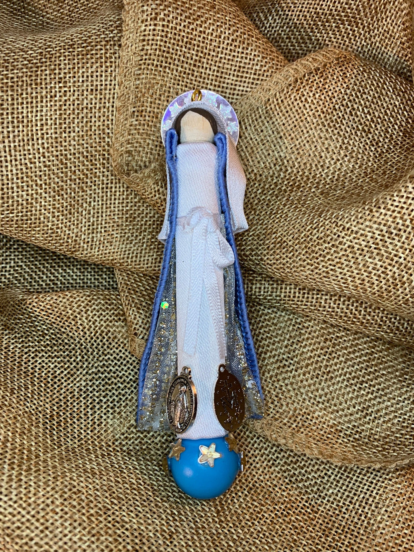 Our Lady of the Miraculous Medal Wooden Doll Ornament