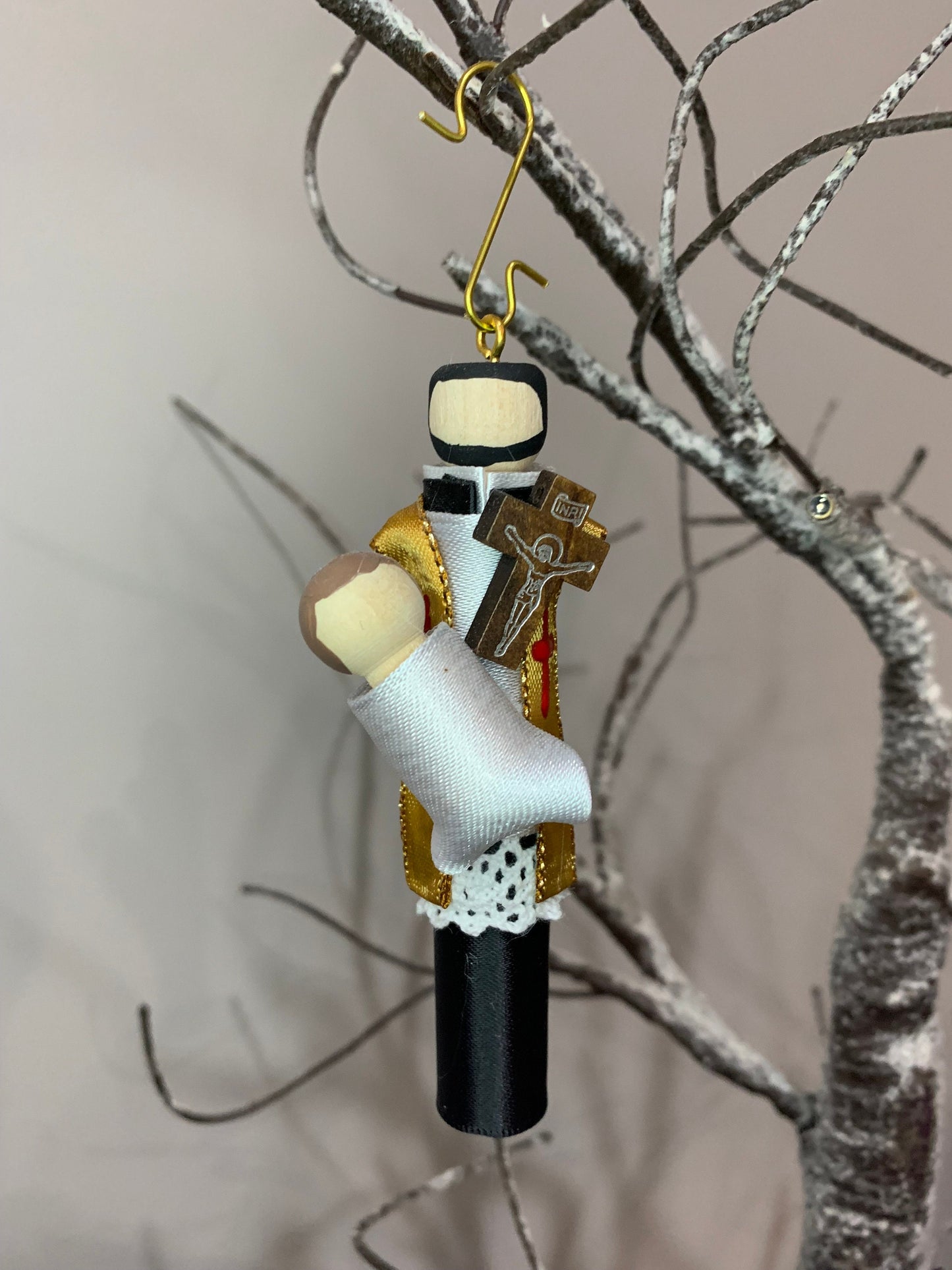 St. Cajetan Wooden Doll Ornament