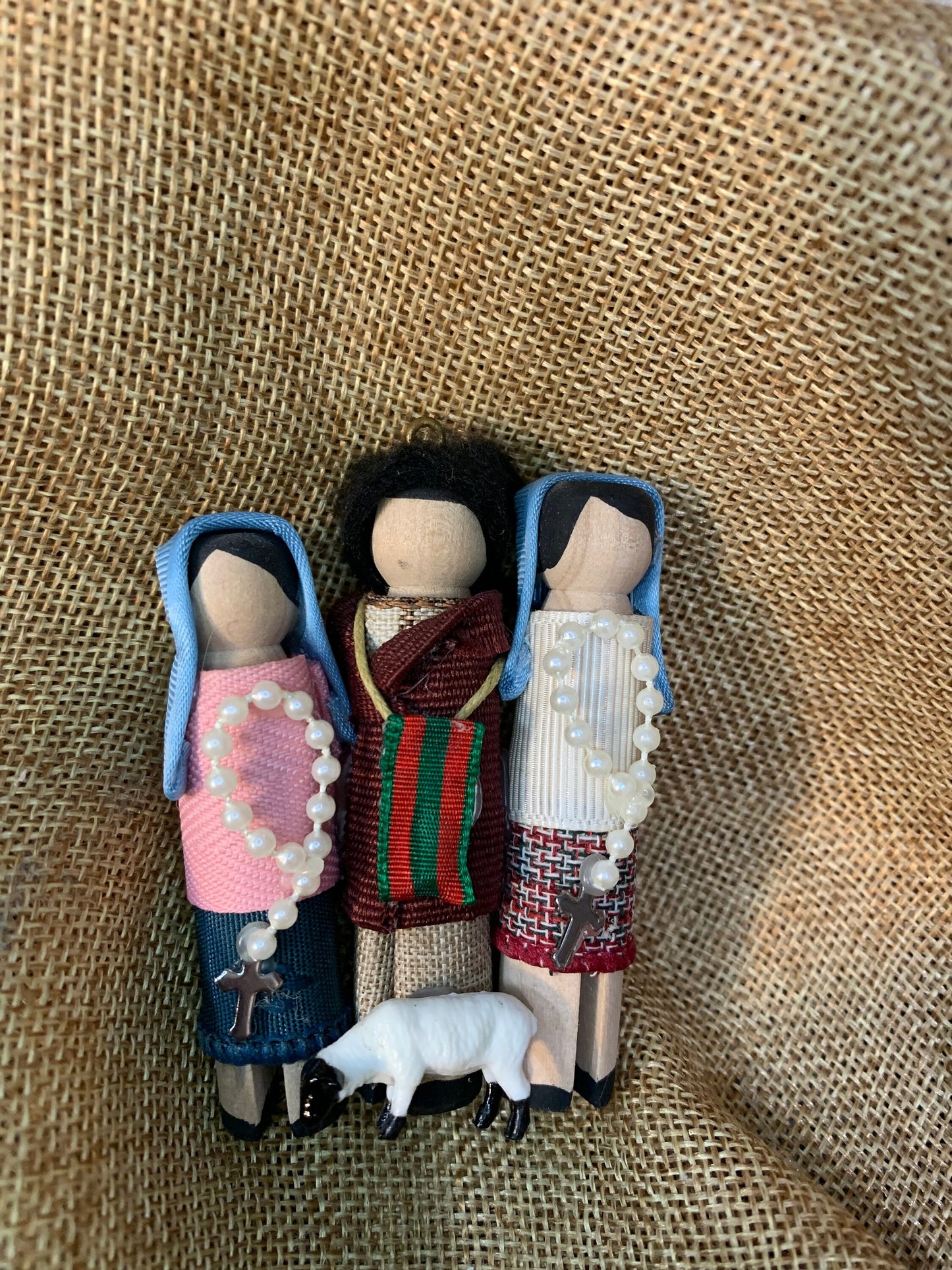 Fatima Children: Servant of God Lucia, St. Francisco and St. Jacinta Wooden Doll Ornament