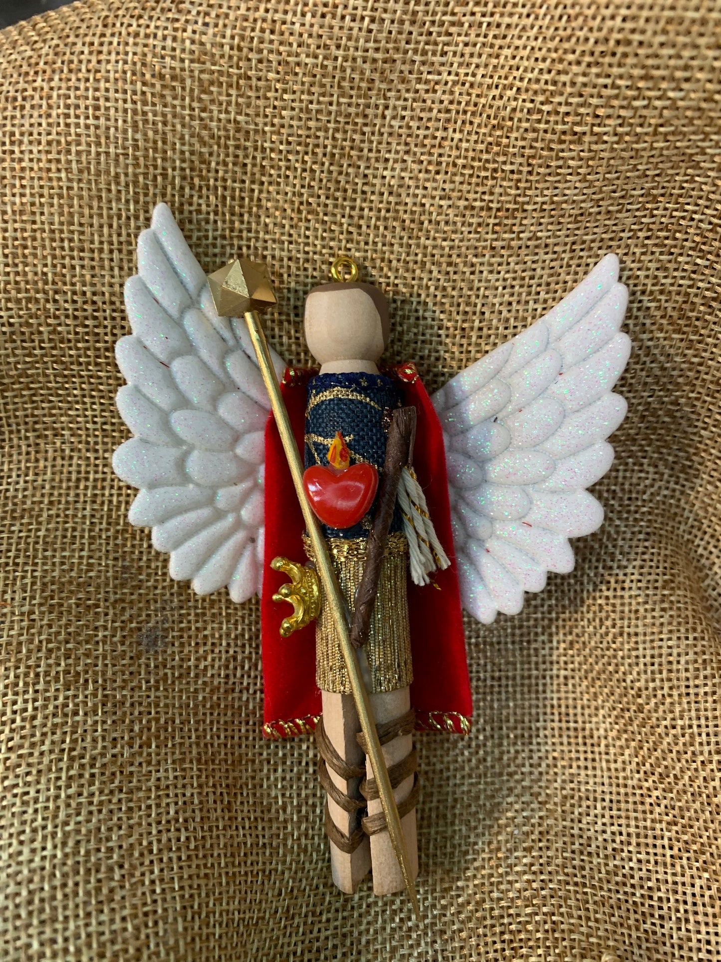 St Jehudiel the Archangel Wooden Doll Ornament