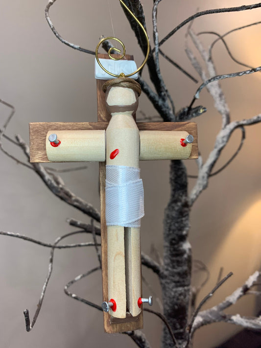 Crucified Christ Wooden Doll Ornament