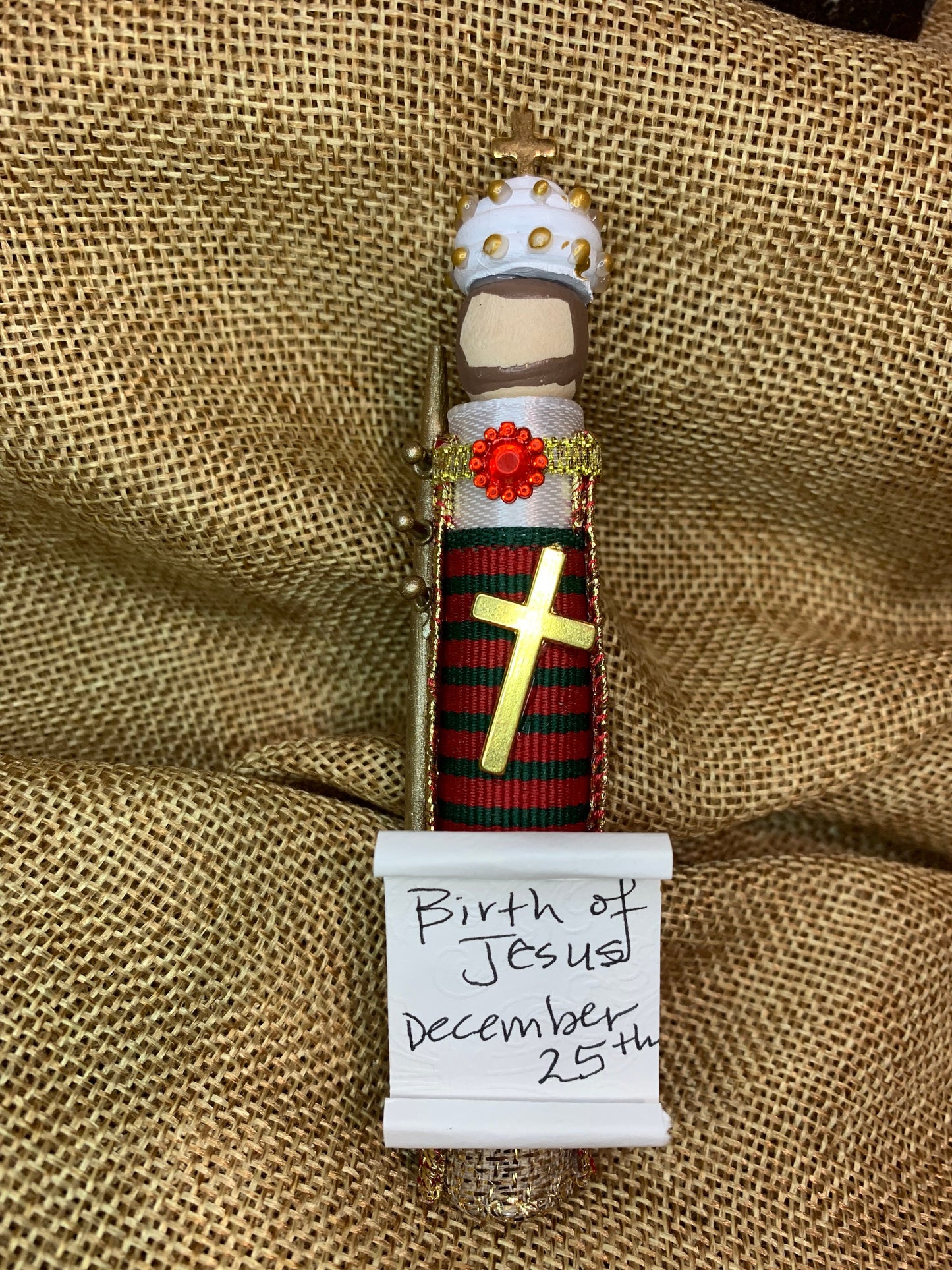 Pope St Julius I Wooden Doll Ornament