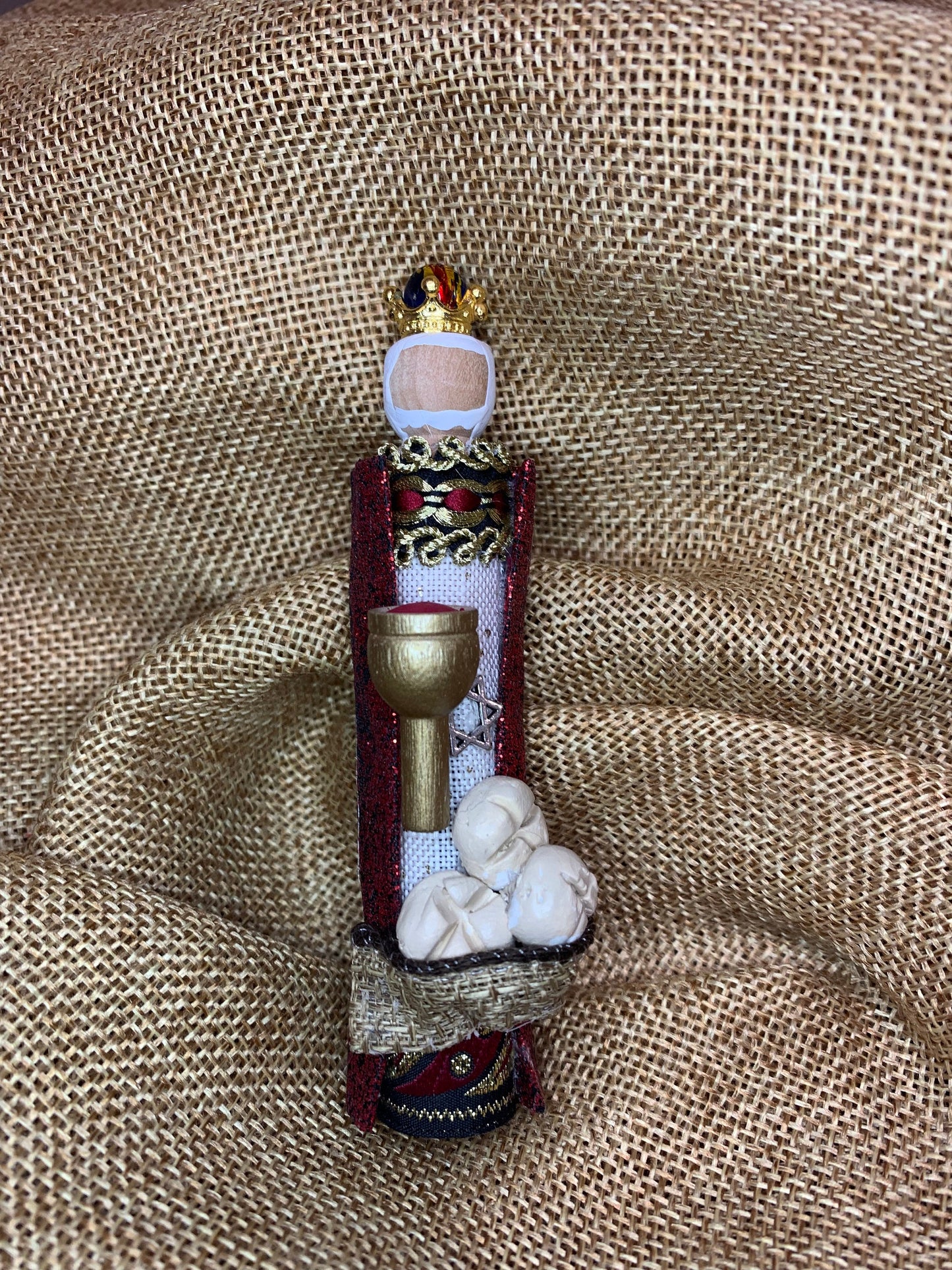 Old Testament Melchizedek Wooden Doll Ornament