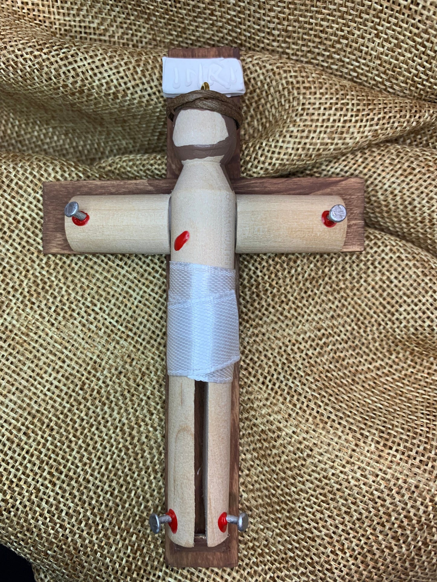 Crucified Christ Wooden Doll Ornament