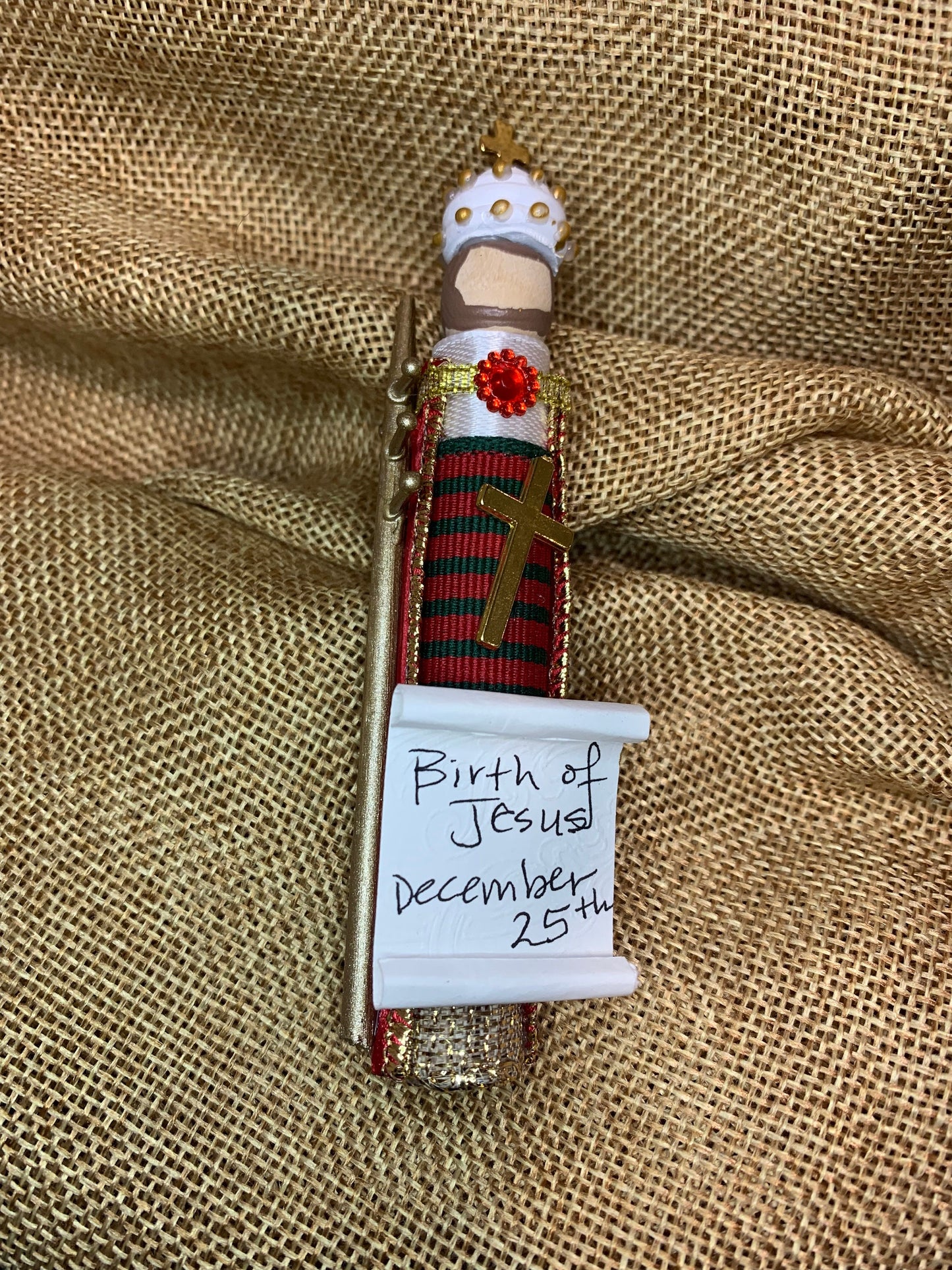 Pope St Julius I Wooden Doll Ornament