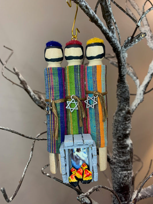 Old Testament Hannaniah, Azariah & Mishael (Shadrach, Meshach, Abednego) Wooden Doll Ornament