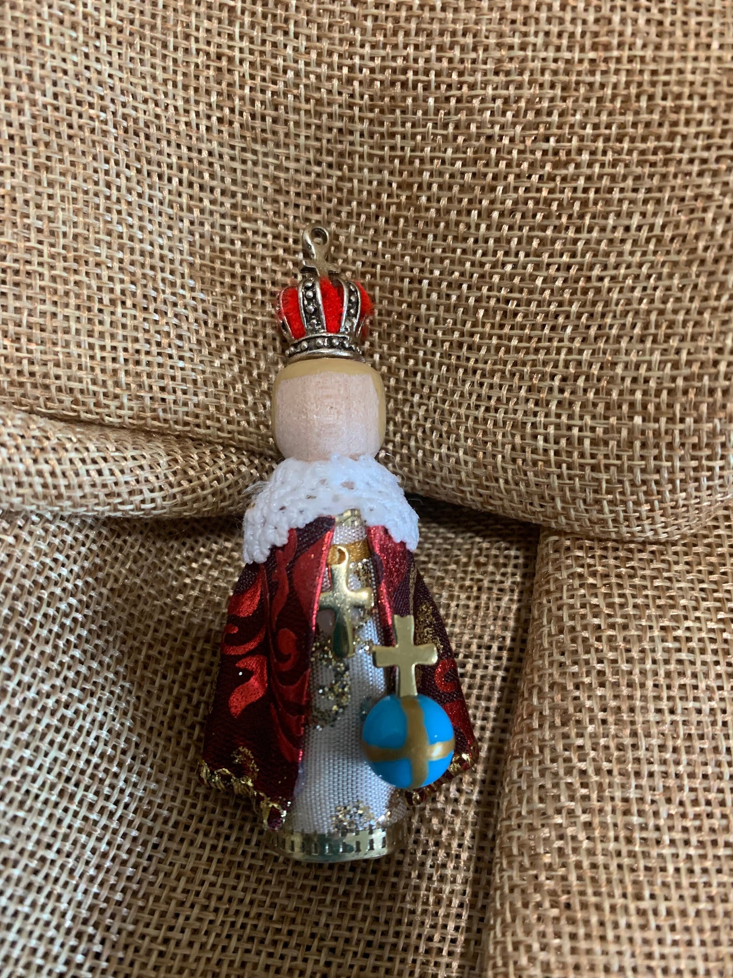 The Infant of Prague Wooden Doll Ornament